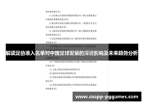 解读足协准入名单对中国足球发展的深远影响及未来趋势分析